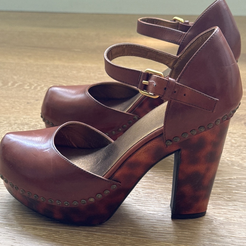 Prada leather studded platforms